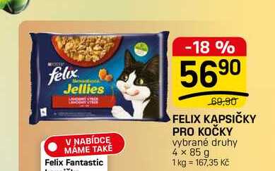 FELIX KAPSIČKY PRO KOČKY vybrané druhy 4 × 85 g 