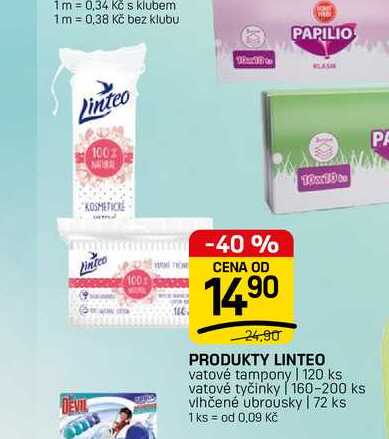 PRODUKTY LINTEO vatové tampony | 120 ks vatové tyčinky [160-200 ks vlhčené ubrousky | 72 ks 