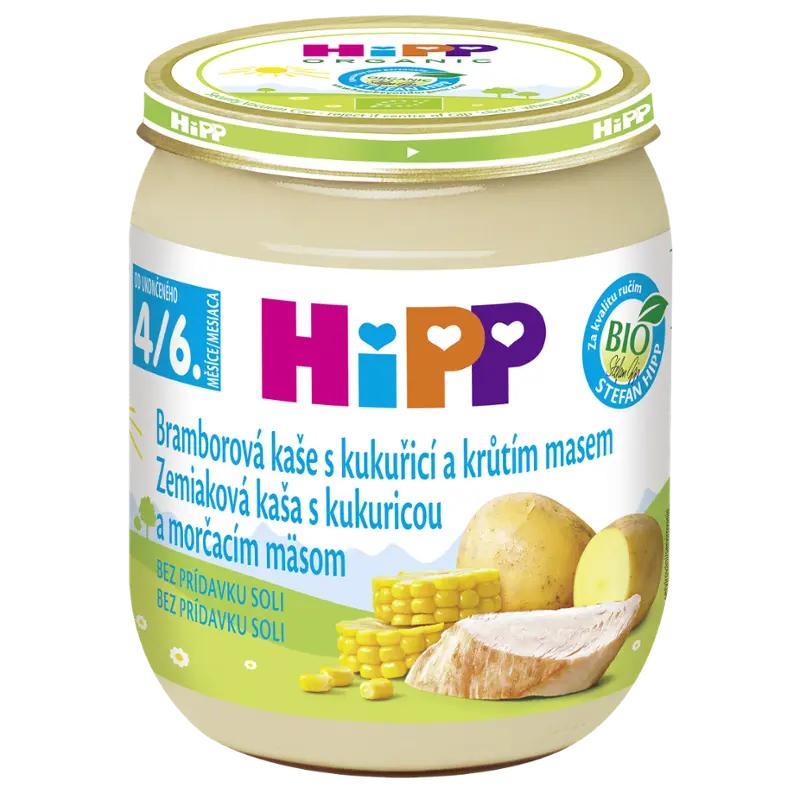 HiPP BIO Bramborové pyré s kukuřicí a krůtím masem, 125 g