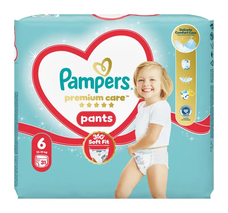 Pampers Plenkové kalhotky Premium Care, 15+ kg, vel. 6, 31 ks