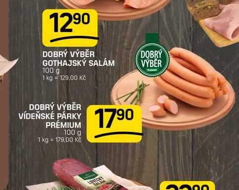 DOBRÝ VÝBĚR VÍDEŇSKÉ PÁRKY PRÉMIUM 100 g