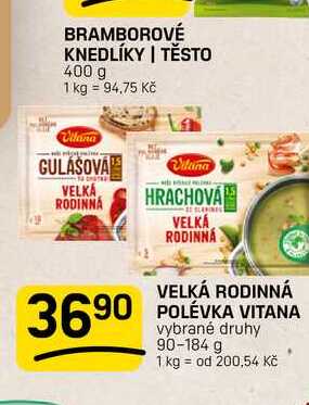 VELKÁ RODINNÁ POLÉVKA VITANA vybrané druhy 90-184 g