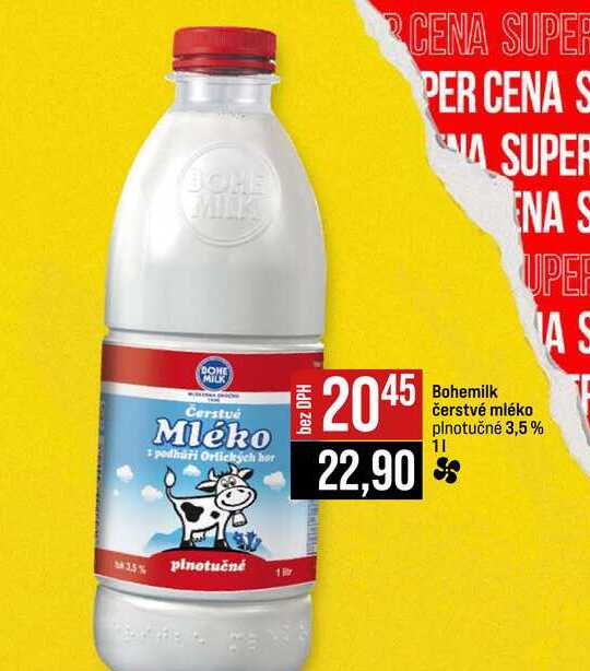 Bohemilk čerstvé mléko plnotučné 3,5% 1l
