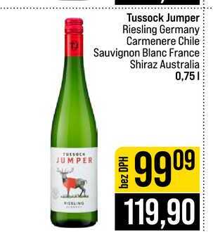 Tussock Jumper Riesling Germany Carmenere Chile Sauvignon Blanc France Shiraz Australia 0,75l