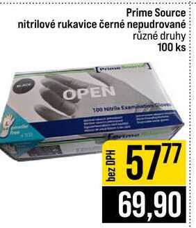 Prime Source nitrilové rukavice černé nepudrované různé druhy 100 ks