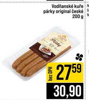 Vodňanské kuře párky original české 200 g 100g
