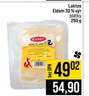 Laktos Eidam 30% sýr plátky 250 g