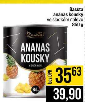 Bassta ananas kousky ve sladkém nálevu 850 g