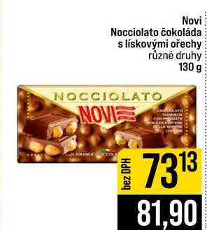 Novi Nocciolato čokoláda s lískovými ořechy různé druhy 130 g 