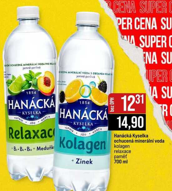 Hanácká Kyselka ochucená minerální voda kolagen relaxace paměť 700 ml