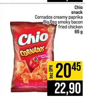 Chio snack Cornados creamy paprika Big Pep smoky bacon fried chicken 65 g