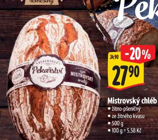 Mistrovský chléb žitno-pšeničný 500 g