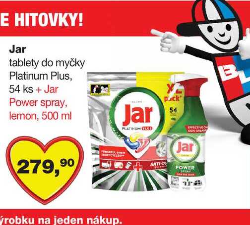 Jar tablety do myčky Platinum Plus, 54 ks 