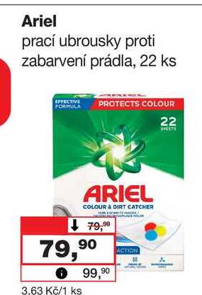 Ariel prací ubrousky proti zabarvení prádla, 22 ks 