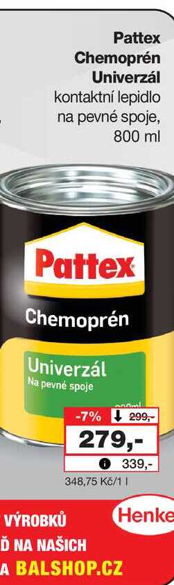 Pattex Chemoprén Univerzál kontaktní lepidlo na pevné spoje, 800 ml