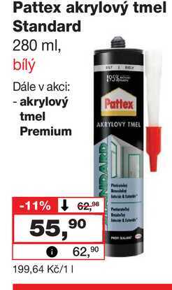 Pattex akrylový tmel Standard 280 ml, bílý 