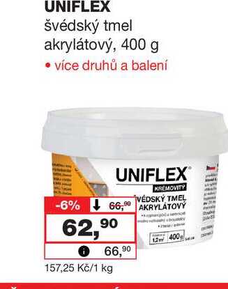 UNIFLEX švédský tmel akrylátový, 400 g