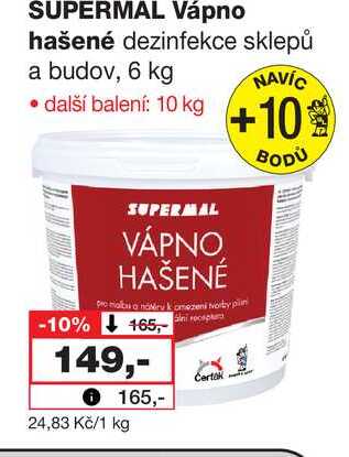 SUPERMAL Vápno hašené dezinfekce sklepů a budov, 6 kg