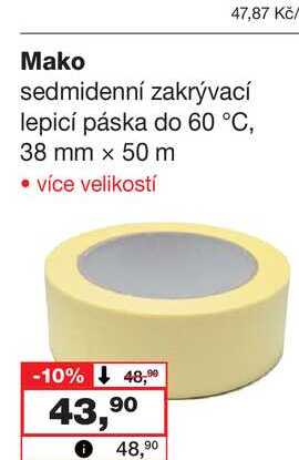 Mako sedmidenní zakrývací lepicí páska do 60 °C, 38 mm x 50 m