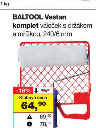 kg BALTOOL Vestan komplet váleček s držákem a mřížkou, 240/6 mm