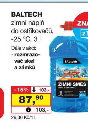BALTECH zimní náplň do ostřikovačů, -25 °C, 3l