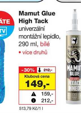 Mamut Glue High Tack univerzální montážní lepidlo, 290 ml, bílé 