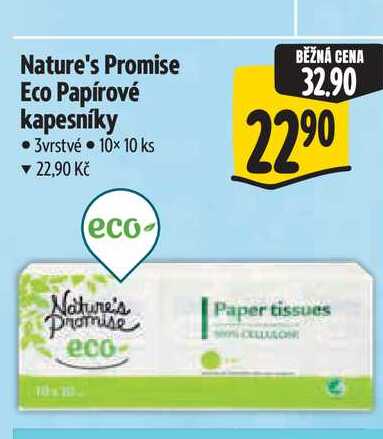 Nature's Promise Eco Papírové kapesníky 3vrstvé 10x 10 ks