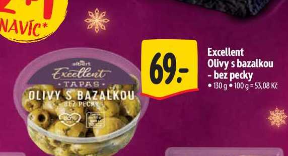 Excellent Olivy s bazalkou - bez pecky 130 g