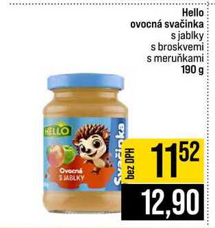 Hello ovocná svačinka s jablky s broskvemi s meruňkami 190 g