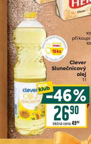Clever Slunečnicový olej 1l