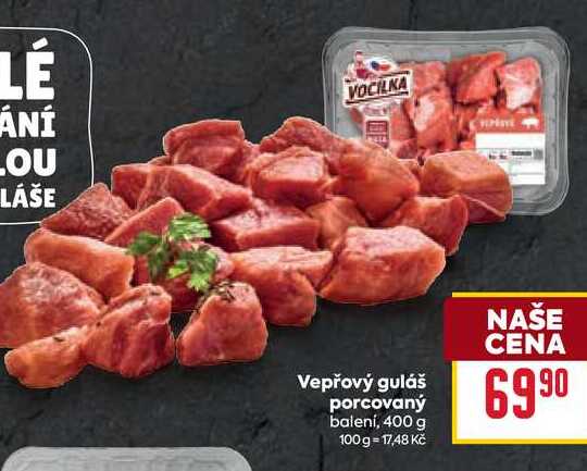 Vepřový guláš porcovaný balení, 400 g