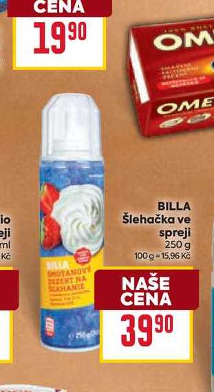 BILLA Šlehačka ve spreji 250 g