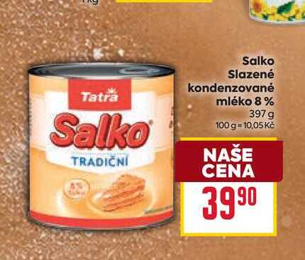 Salko Slazené kondenzované mléko 8% 397 g 