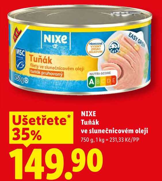 NIXE Tuňák ve slunečnicovém oleji, 750 g