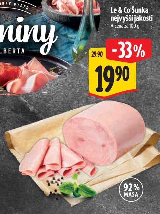 Le & Co Šunka nejvyšší jakosti, cena za 100 g