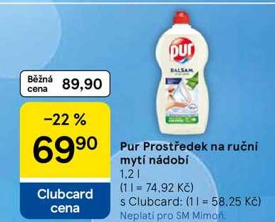 Pur Prostředek na ruční mytí nádobí, 1.2 l