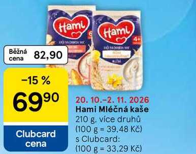 Hami Mléčná kaše, 210 g