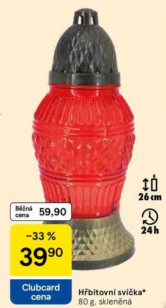Hřbitovní svíčka, 80 g, skleněná