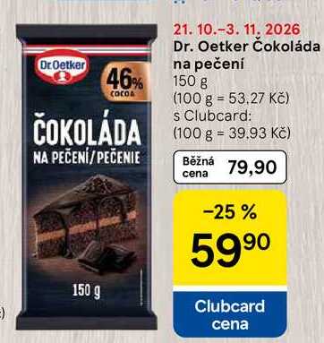 Dr. Oetker Čokoláda na pečení, 150 g