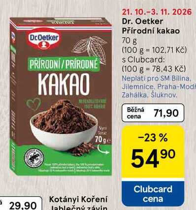 Dr. Oetker Přírodní kakao, 70 g