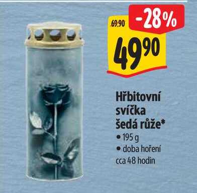 Hřbitovní svíčka šedá růže, 195 g