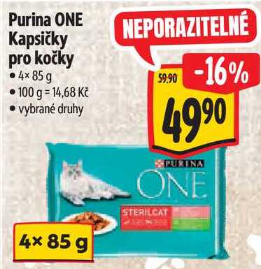 Purina ONE Kapsičky pro kočky, 4x 85 g 