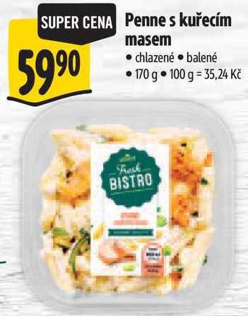 Penne s kuřecím masem, 170 g