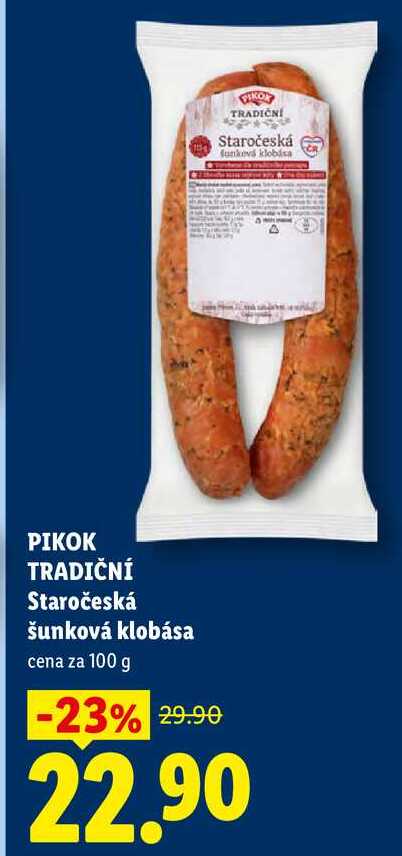 PIKOK TRADIČNÍ Staročeská šunková klobása, cena za 100 g