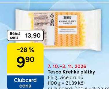Tesco Křehké plátky, 65 g, více druhů