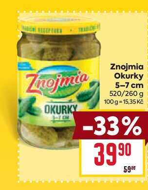 Znojmia Okurky 5-7 cm 520/260 g