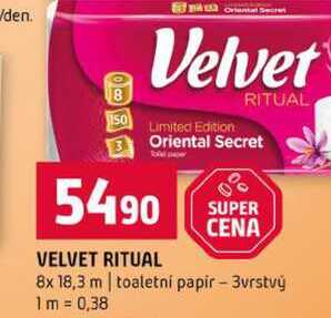 VELVET RITUAL 8x 18,3 m toaletní papir 3vrstvý