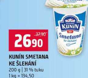 KUNIN SMETANA KE ŠLEHÁNÍ 200 g 31% tuku
