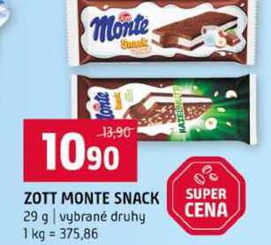 ZOTT MONTE SNACK 29 g vybrané druhy