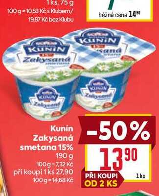 Kunín Zakysaná smetana 15% 190 g